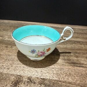 Floral Teacup with Turquoise Interior